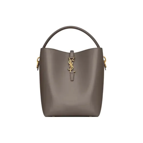 SAINT LAURENT Телячья кожа Ведрообразная сумка Сумка на одно плечо Женская Городская Серый