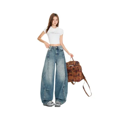 YINLEI Винтажные синие женские джинсы