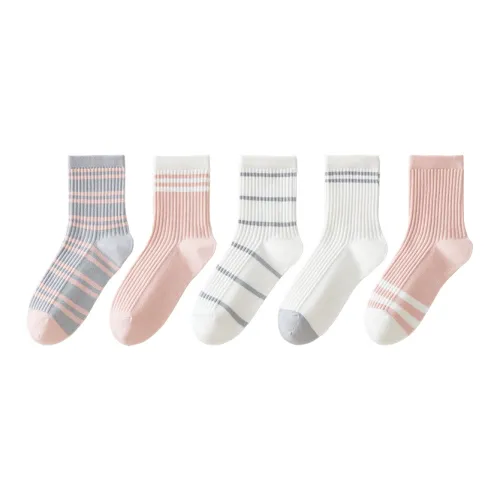 MADALLO [5 пар] Розовый Комбинация Женские Носки до икры MID