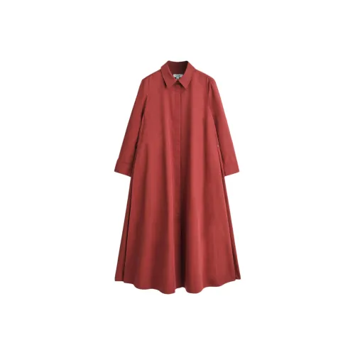 COS Ржаво-красный Женские Длинные Платья с Длинными Рукавами