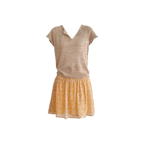 COVER TIME Коричневый топ + оранжевая юбка женский комплект с юбкой