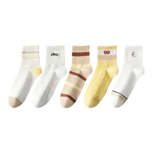 MADALLO [5 пар] Желтая комбинация Женские носки MID до икры