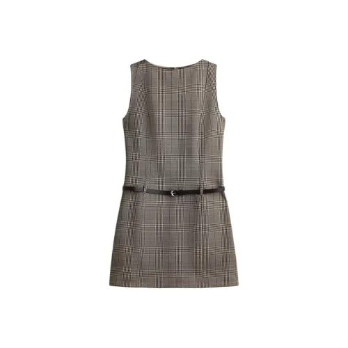 H M Темно-коричневый Клетка Женские Платья без рукавов