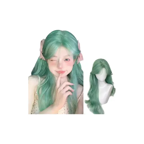 UMIFFA Luo Summer Green Передняя часть Кружево Позиционирование стиля CENTER Часть Большая волна Длинный Волосы Женская Перука Высокая температура Пряжа