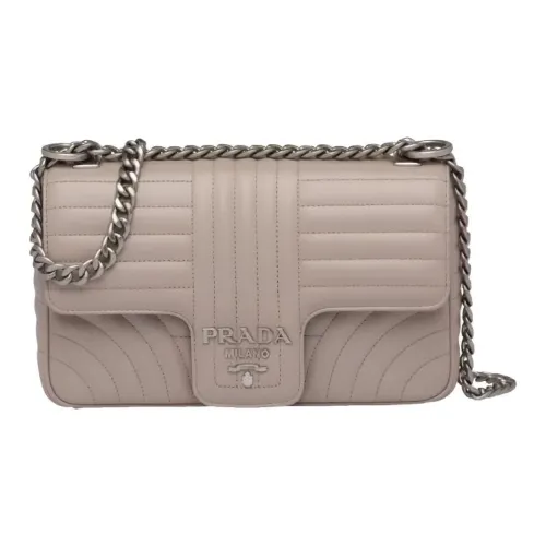 PRADA Diagramme Кожа Сумка через плечо Средняя Женская Серого цвета