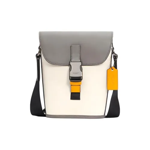 COACH Сумка через плечо из коровьей кожи маленькая мужская серая белая желтая