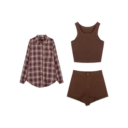 PAZZO Рубашка+Майка+Шорты Женские Повседневные Костюмы