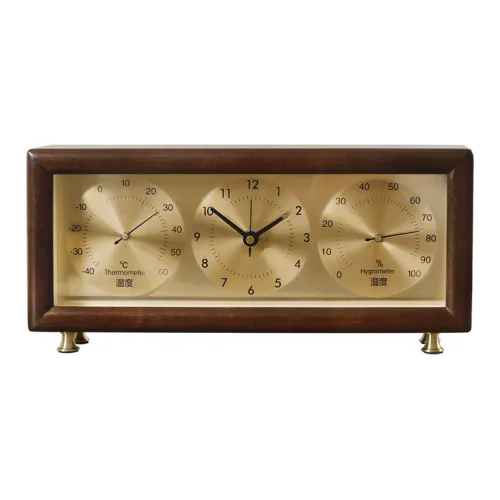 HENSE Кварцевый механизм Wood Настольные часы Унисекс Золотой циферблат HD501