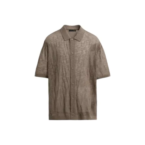 ZARA Коричневый Темно-Серый Коричневый Мужские Рубашки