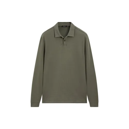 Massimo Dutti Мужская поло коричневого и зеленого цвета