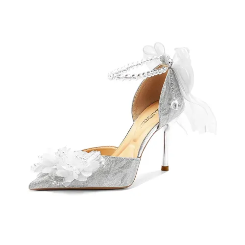 GROUNDZERO Узкий каблук Высокие каблуки 6 см 8 см Женская серебряная коробка