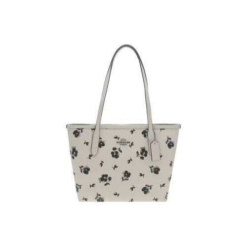 COACH City Canvas с кожаными вставками тоут сумка для покупок сумка через плечо маленькая женская черный и бежевый