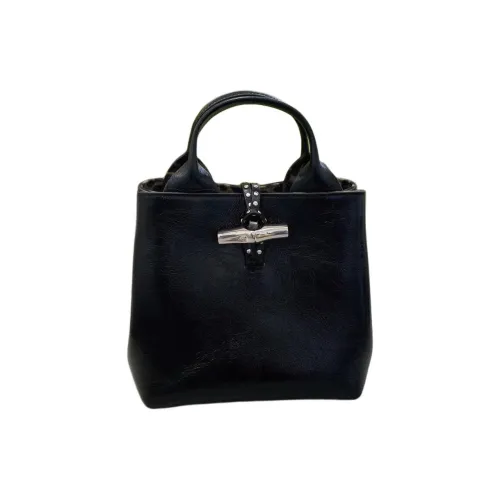 LONGCHAMP Le Roseau Коровья кожа Сумка через плечо Маленькая Женская Черная