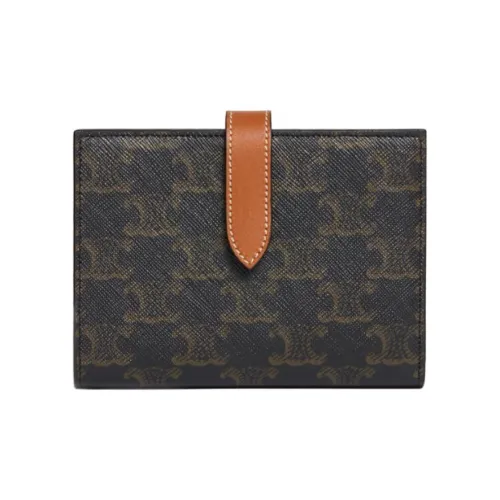 CELINE Triomphe Sheepskin Wallet Women's Rye Brown