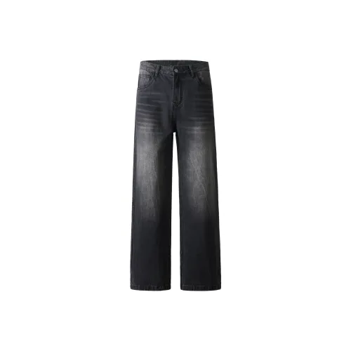 A3G4 Черный Серый Унисекс Джинсы