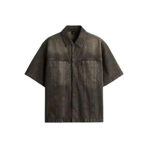 H M Темно-джинсовый серый Мужские рубашки