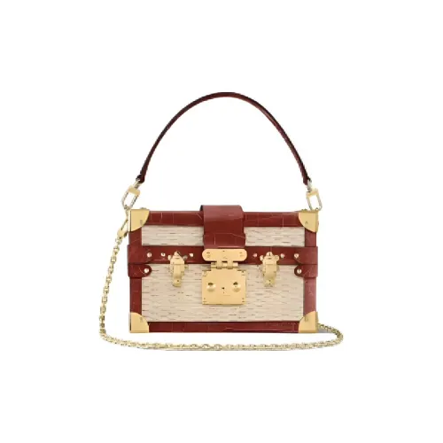 LOUIS VUITTON PETITE MALLE Модная сумка маленькая женская бежевая и красная