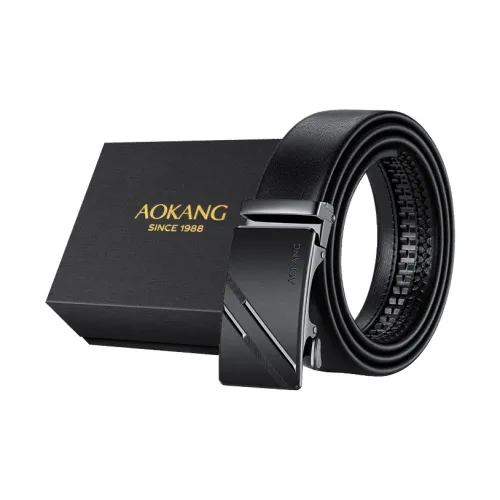 AOKANG Настоящая коровья кожа ремни Мужской Черный Ширина 3,5 см