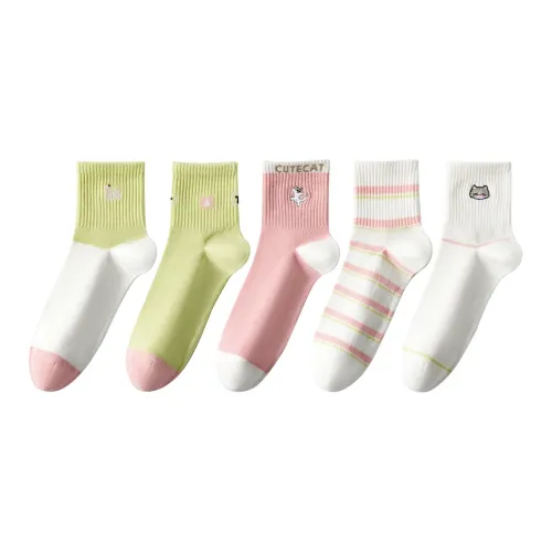 MADALLO [5 пар] Розовый Комбинация Женские Носки до икры MID