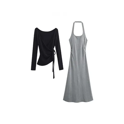 MARIE·COCO Черный топ + Платье Женские Комплекты с юбкой