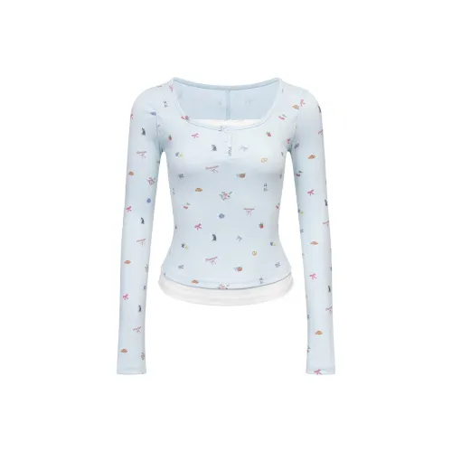 Ariseism Стандартный Дизайн Inspirated С принтом по всей поверхности Длинный рукав Т-рубашка Женская AUTUMN Girl Hot Облегающий крой Топ Женский