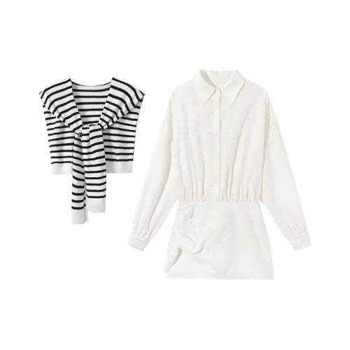 MARIE·COCO Белая рубашка Платье + Шаль Женские Комплекты с юбкой