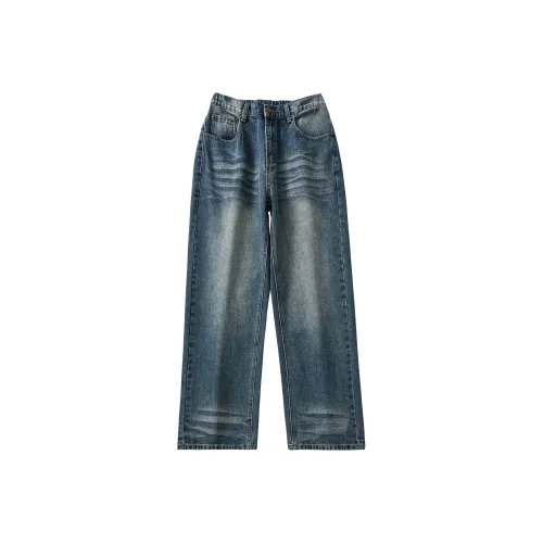 KM Ностальгический синий унисекс джинсы