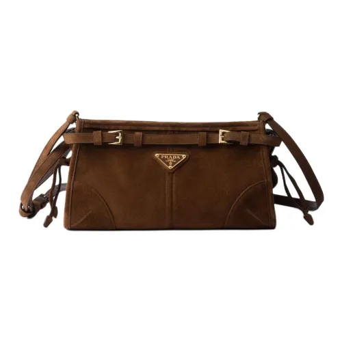 PRADA Сумка через плечо из телячьей кожи маленькая сумка женская цвет какао-коричневый