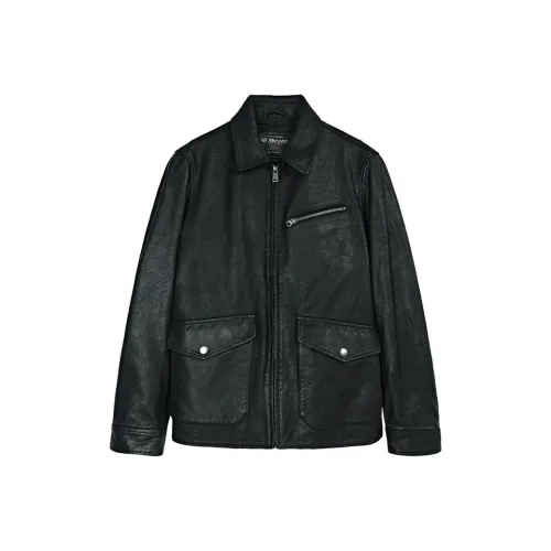 MCS Leather Jacket Coat Men's Black