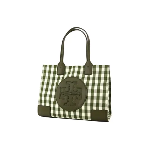 TORY BURCH Сумка Tote из ПУ (полиуретан) кожи Сумка для покупок Мини Сумка Женская Оливково-зеленый и Айвори (слоновая кость) Клетка