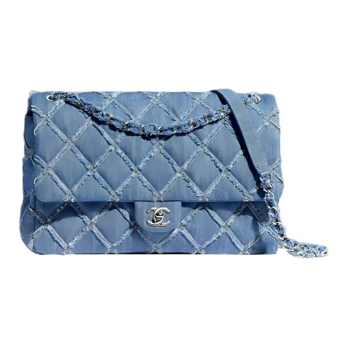 CHANEL Classic Flap CF Denim Ткань Сумка с клапаном Сумка на плечо Женская Джинсовый синий