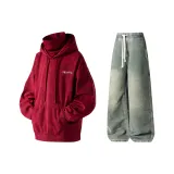 Комплект одежды (Красный топ + Желтые грязные штаны)