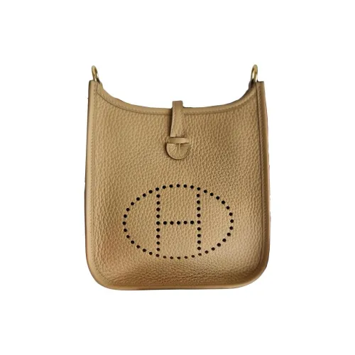 HERMES Evelyne Clemence Коровья кожа Сумка через плечо Мини Женский Кремовый Белый Печенье