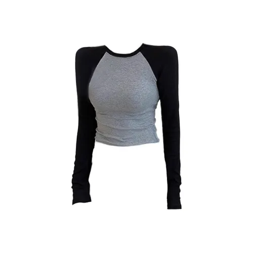 HEISU Серый и Черный Женские T-рубашки