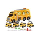 [Базовый] Строительный транспорт + 4 маленьких автомобиля + дорожные барьеры Аксессуары