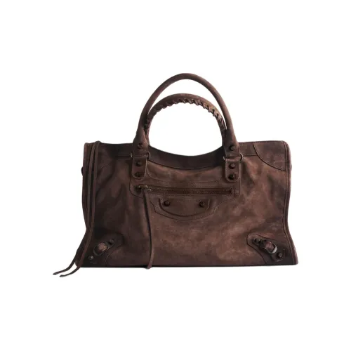 Balenciaga Le City Замша Коровья кожа Одно плечо Сумка Средний Мужской Темный кофейный Цвет