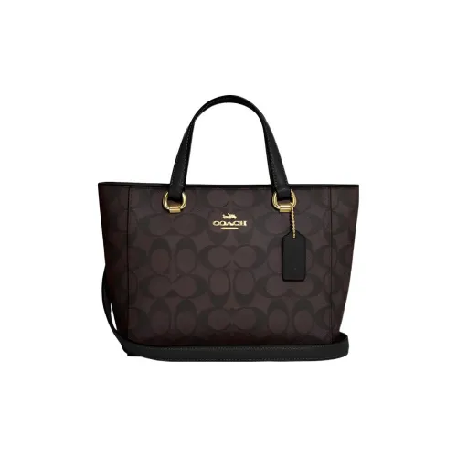 COACH Alice ICONIC Холст с покрытием и гладкая кожа Сумка через плечо Сумка Маленькая Женская Коричневая и Черная