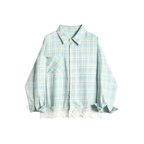Mu Qingqing Синий Женские Рубашки