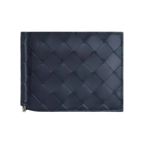 Bottega Veneta Intrecciato Коровья кожа Кошелек Мужской Космический синий и Золотисто-коричневый