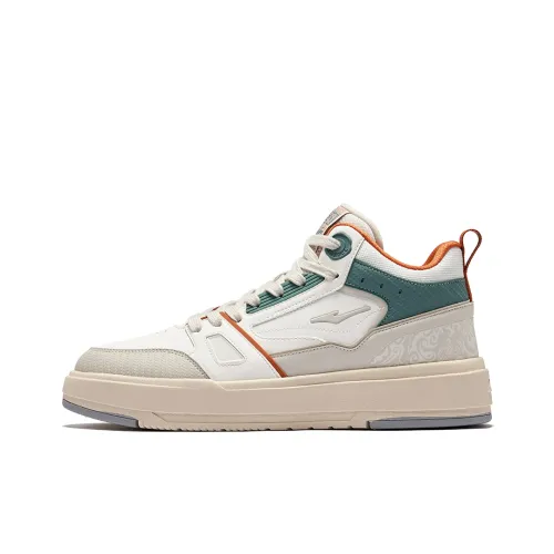 Erke Легкий и Износостойкий Высокий Топ Скейтборд Кроссовки Мужские Микрокристаллический Белый Шалфейный Лист