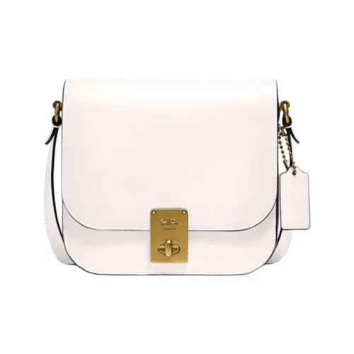 COACH Hutton Кожа Седло Сумка Тофу Сумка Кроссбоди Сумка Сумка через плечо Женская Розовая Белая