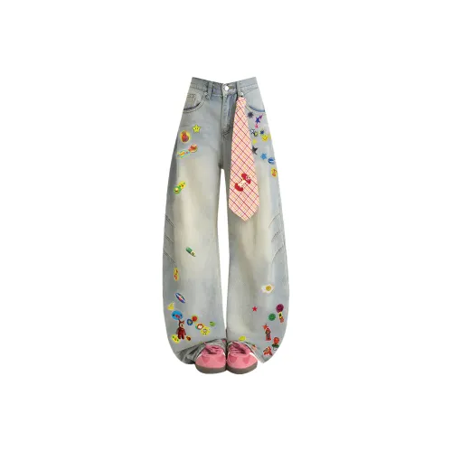 XIAOLIZI Blue Unisex Jeans XIAOLIZI Синий Унисекс Джинсы