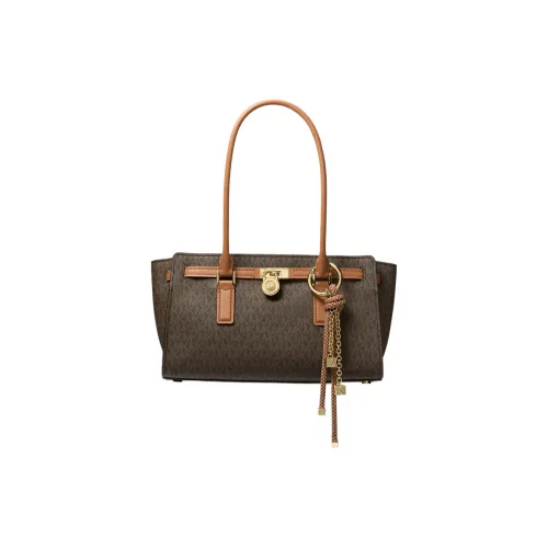 MICHAEL KORS Hamilton Series Покрытый холст Золото Замковая Ювелирные изделия Сумка через плечо Маленькая Женская Коричневый