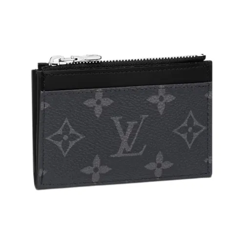 LOUIS VUITTON Кошелек с монетами покрытый холст держатель для карт женский серый