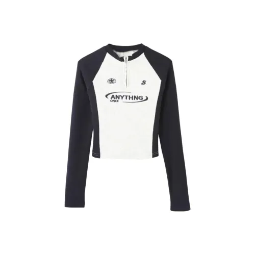 JOSR Белый Синий Женская T-рубашка