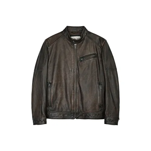 MCS Темный кофейный W7 Мужские кожаные куртки