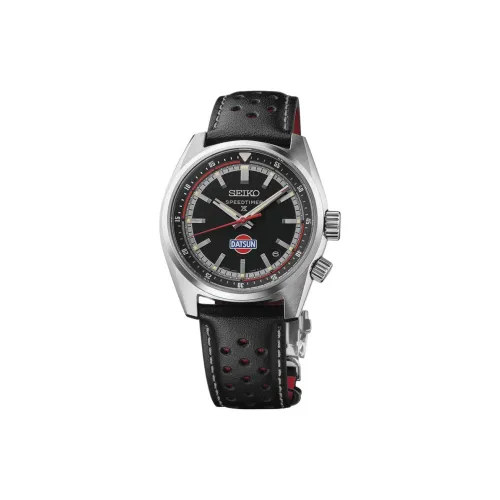 SEIKO Prospe Автоматический Ручной Механизм Часы с Коровьей Кожей Ремешок 39,5 мм Мужские Часы Черный Циферблат