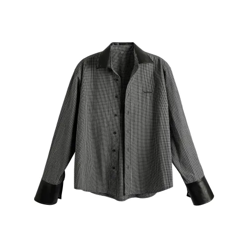 DBW DOUBLEWIN Черный Белый Клетка Унисекс Рубашки