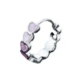 Масляная капля Сердце Серьги-кольца Розовый (Одиночный)