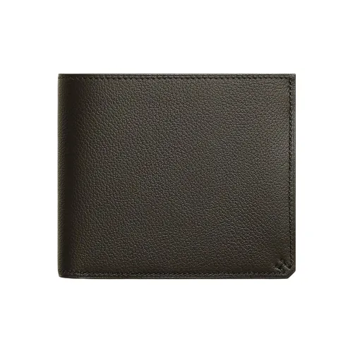 HERMES H Sellier Evercolor Телячья кожа Кошелек Мужской Зеленый Бронза и Черный